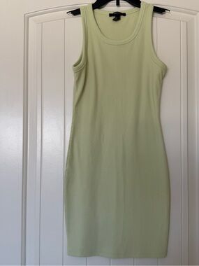 Forever 21 Sage Green Ribbed Bodycon Midi Dress Small Y2K Minimalist Tank Dress